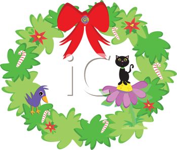 350x297 Picture Of A Holiday Wreath With Candy Canes, Stars, Birds