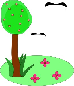 258x299 Tree Birds Flowers Cartoon Clip Art
