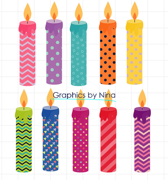 570x610 Instant Dowload Birthday Candles Clipart Birthday Clipart