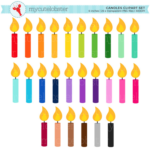 570x570 Rainbow Candles Clipart Set