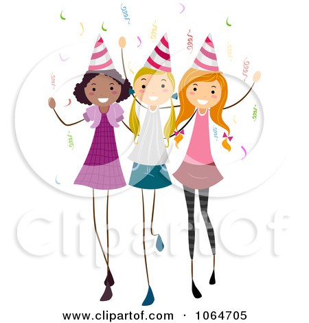 450x470 Clipart Three Birthday Party Girls