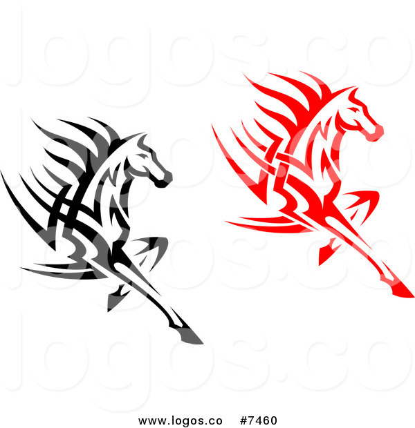 600x620 Royalty Free Clip Art Vector Logos Of Black And Red Fast Horses By