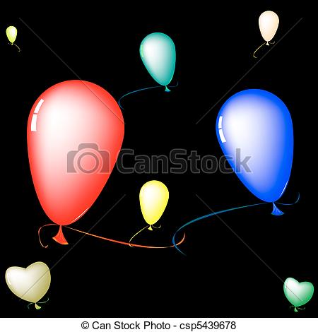 450x470 Colored Baloons Over Black Background, Abstract Art Vector