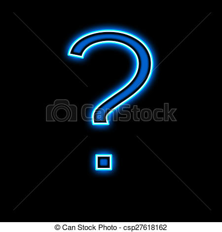 450x470 Neon Question Mark Is Blue, On A Black Background Stock