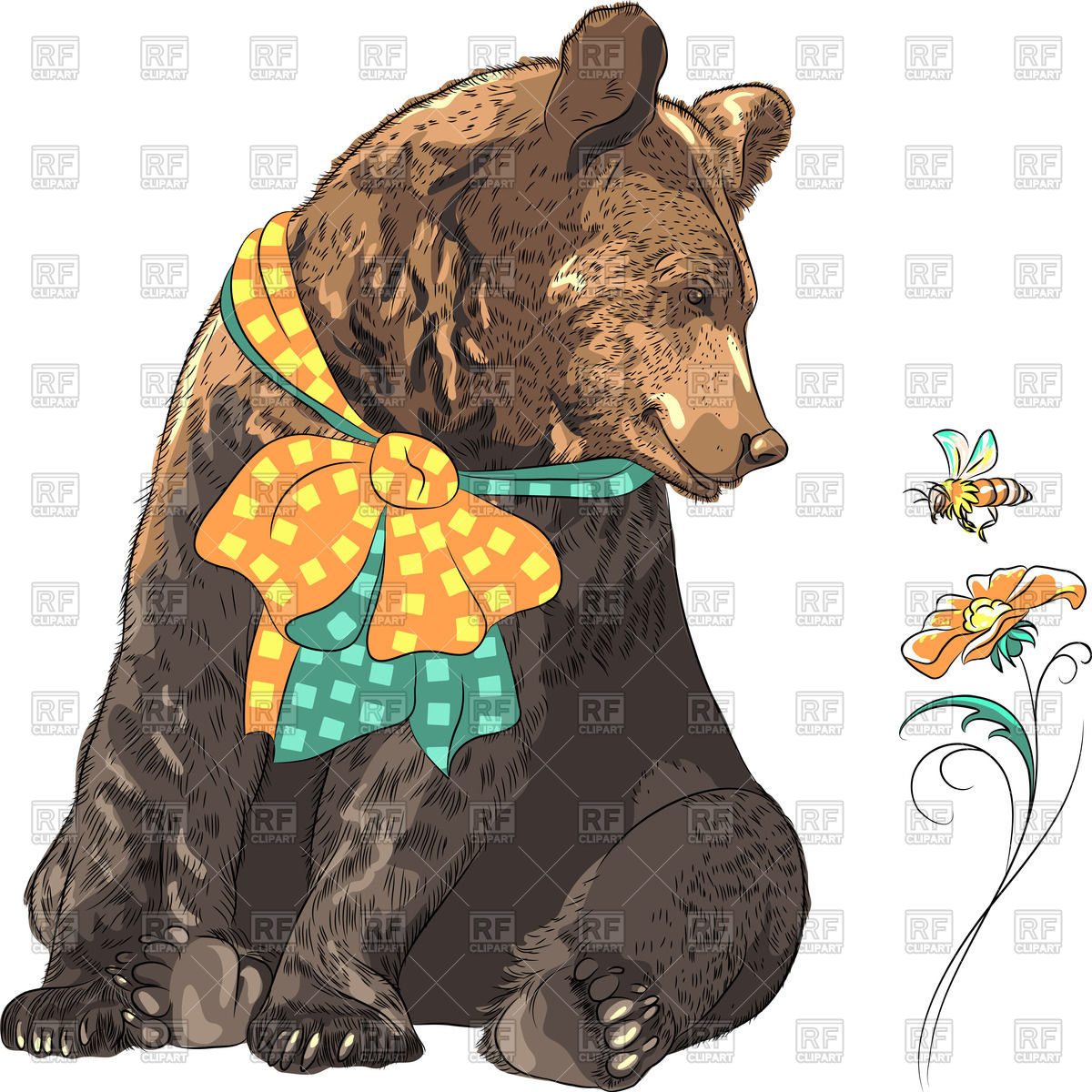 1200x1200 Cartoon Bear With Bow Looking