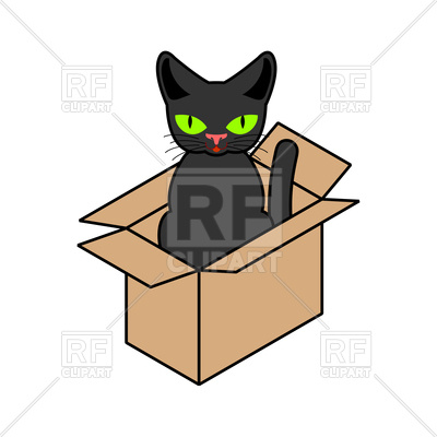 400x400 Cat In Box Isolated Royalty Free Vector Clip Art Image