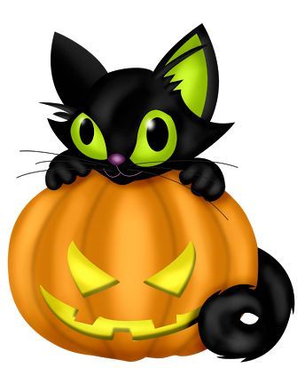 344x414 Halloween Pumpkin And Black Cat, Clip Art Art Halloween