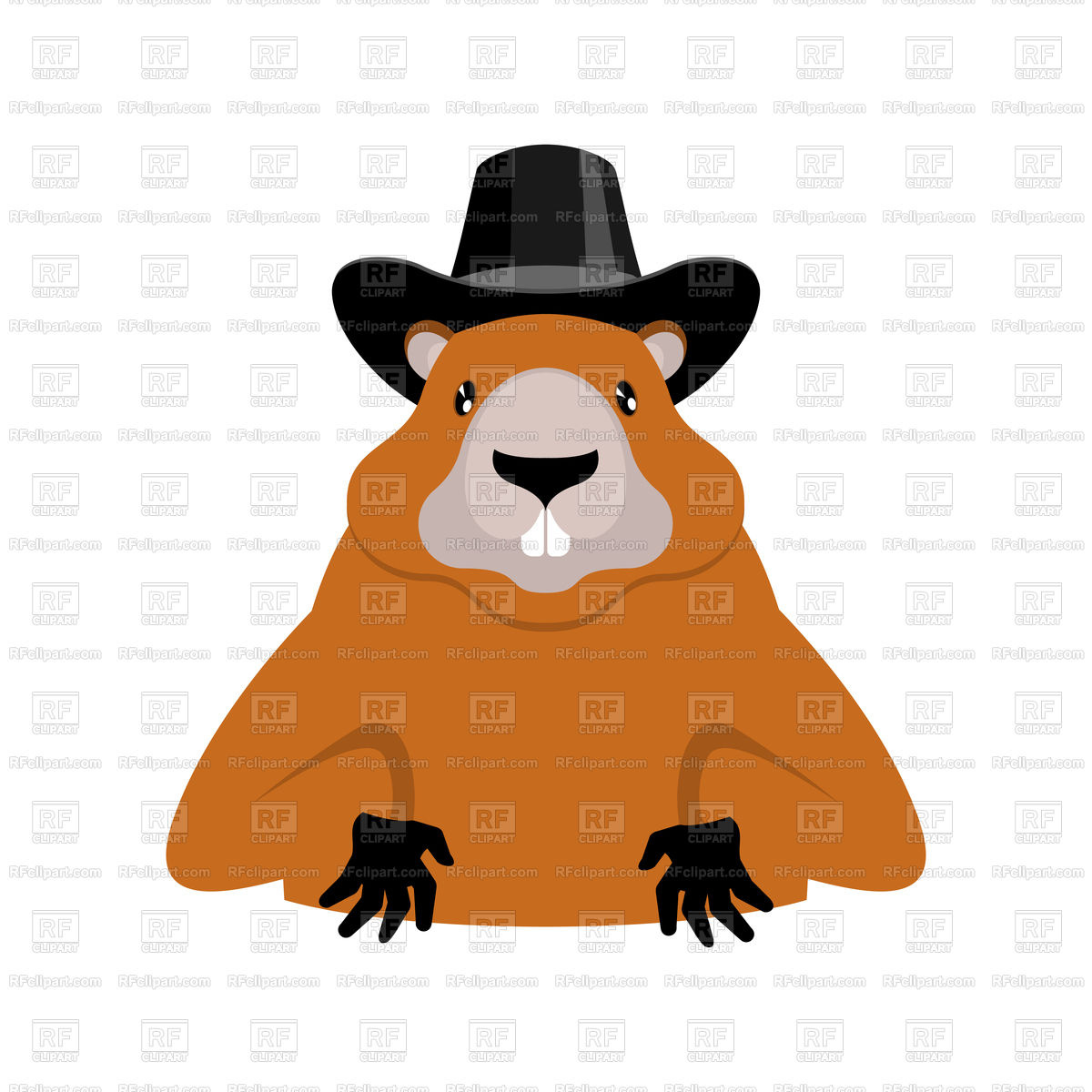1200x1200 Groundhog In Black Hat Royalty Free Vector Clip Art Image