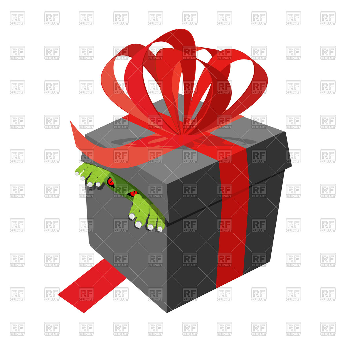 1200x1200 Black Gift Box With Monster Inside Royalty Free Vector Clip Art