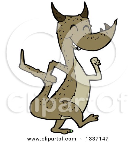 450x470 Lineart Clipart Of A Black And White Walking Happy Dragon