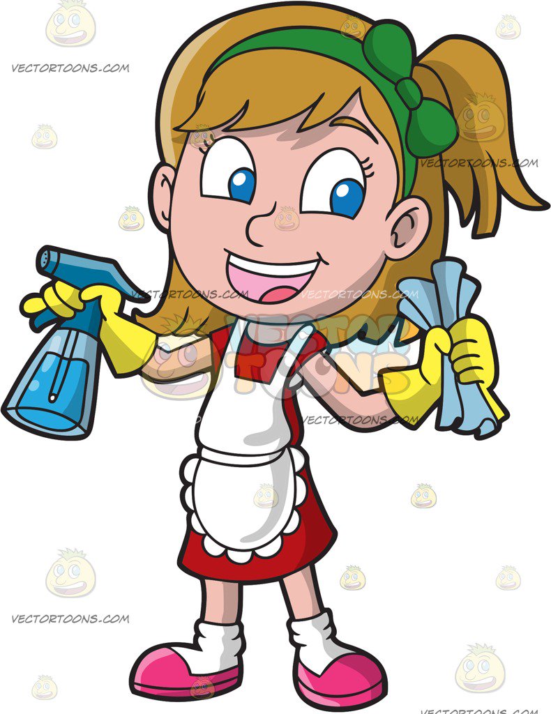 790x1024 Girl Cleaning Clipart