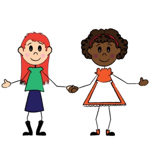 300x300 Friends Holding Hands Clipart Two Friends A Black Girl And White