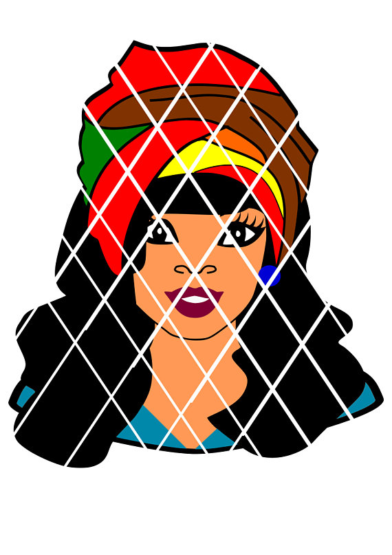 570x806 Sasha With Headwrap Svg,lady Svg,silhouette Cutting File,african
