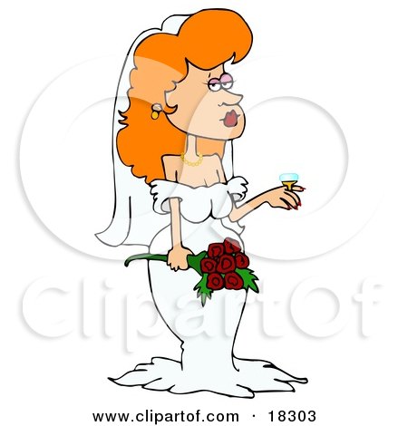 450x470 Clipart Illustration Of A Stunning White Redhead Bride In Her