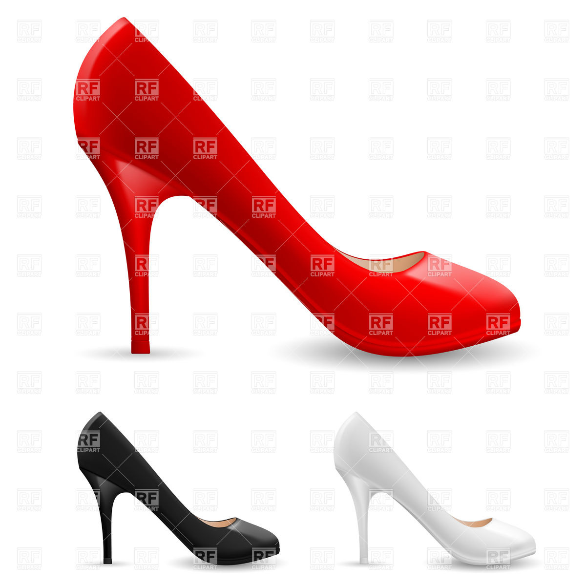 1200x1200 Red, Black And White High Heel Women Shoes Royalty Free Vector