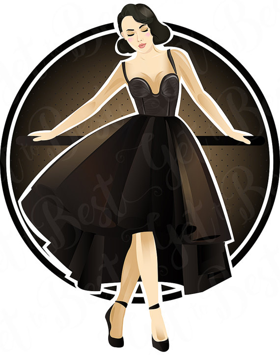 570x722 Woman In Black Dress, Clipart, Vector Art, Fashion, Fashion Women