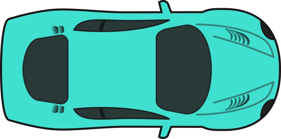 960x476 Turquois Racing Car (Top View) Clipart