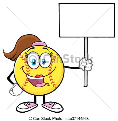 450x463 Softball Girl Holding A Blank Sign. Cute Softball Girl Clip Art