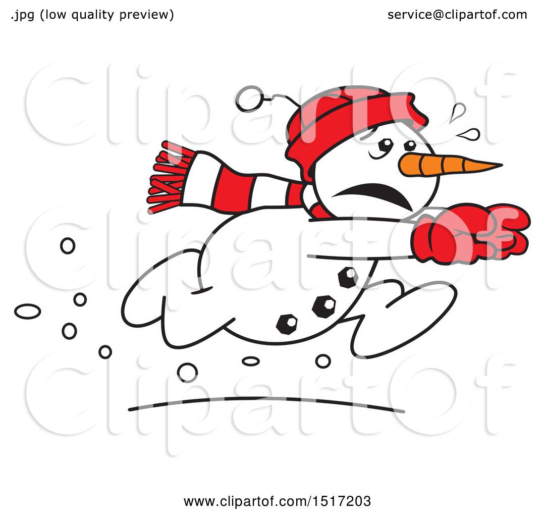 1080x1024 Clipart Of A Cartoon Scared Running Snowman