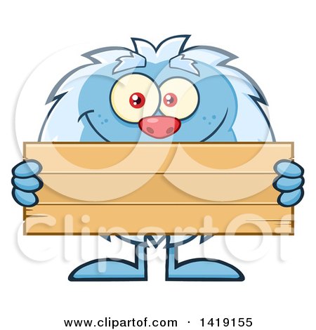 450x470 Clipart Of A Cartoon Yeti Abominable Snowman Holding A Blank Wood