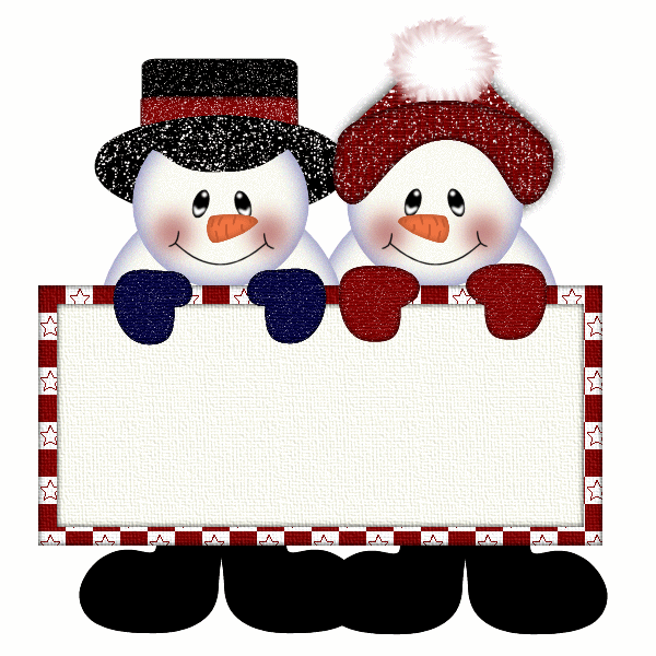600x600 Christmas Winter Snowmen With Blank Sign Clip Art