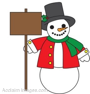 288x300 Christmas Illustration Of A Snowman Holding A Blank Sign