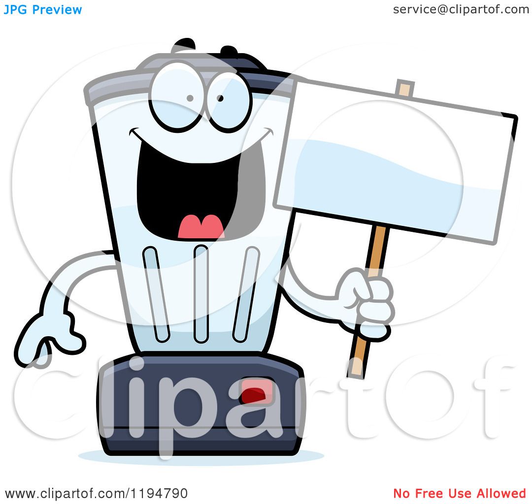1080x1024 Cartoon Of A Happy Blender Mascot Holding A Sign