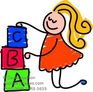 300x298 Clipart Illustration Of A Little Girl Playing With Building Blocks