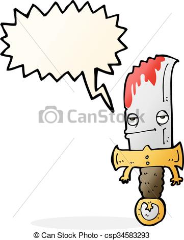 361x470 Bloody Knife Cartoon Character With Speech Bubble Eps Vectors