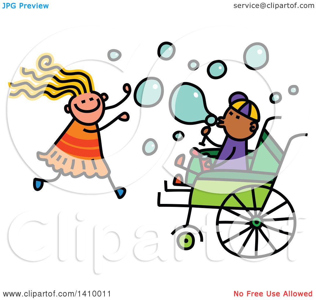 1080x1024 Clipart Of A Doodled Disabled Boy And Girl Playing And Blowing