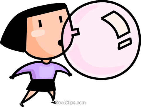 480x365 Girl Blowing A Bubble Royalty Free Vector Clip Art Illustration