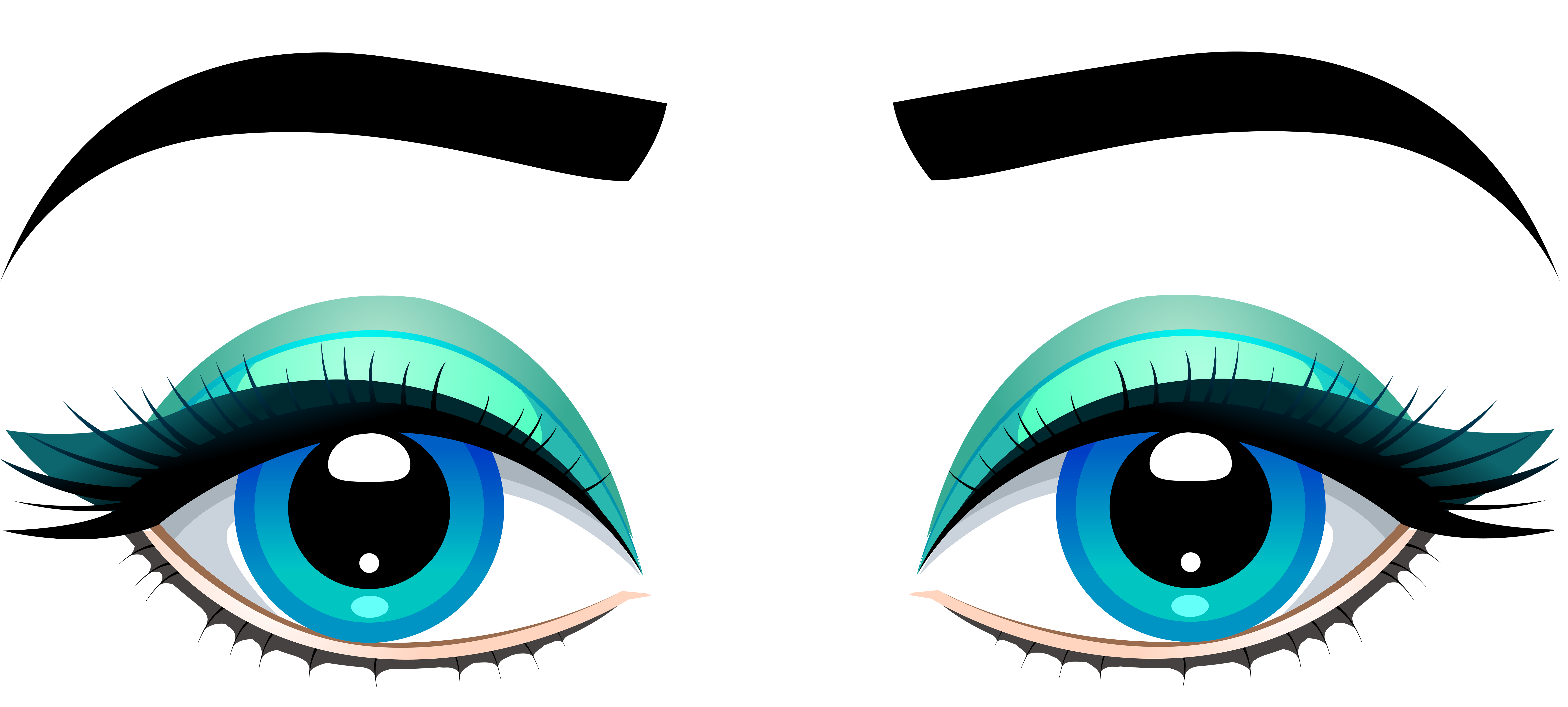 8000x3611 Female Blue Eyes With Eyebrows Png Clip Art