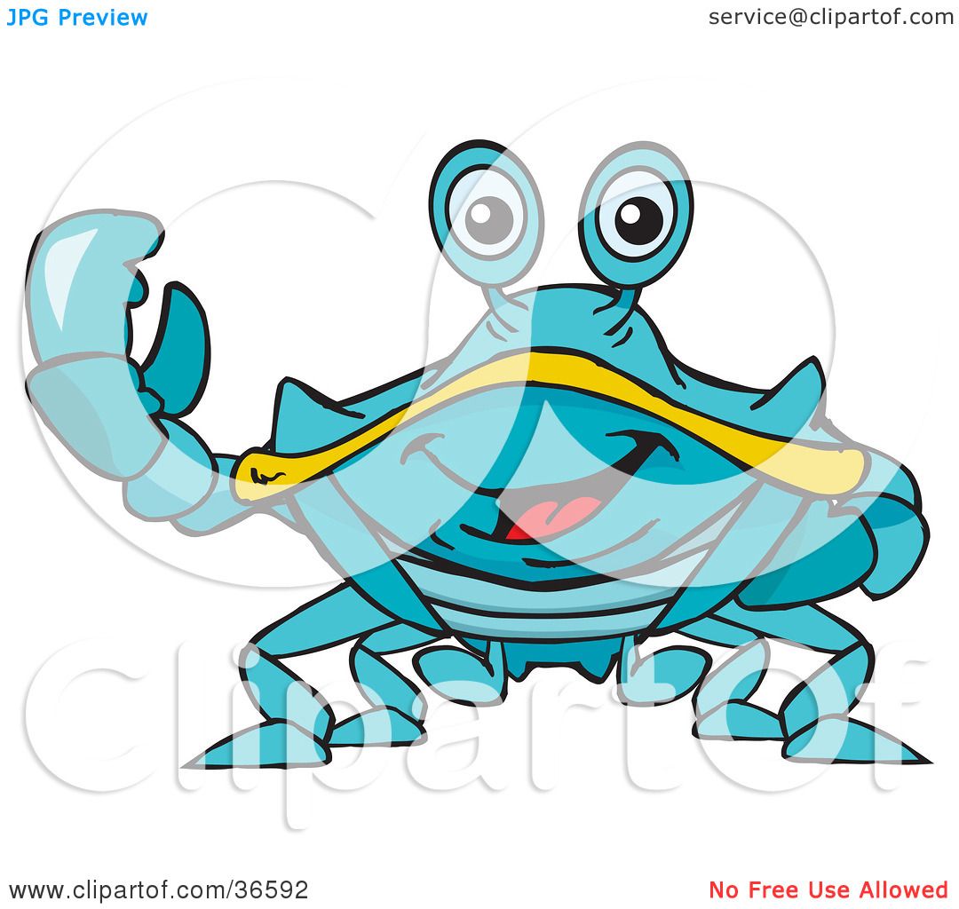 1080x1024 Clipart Illustration Of A Peaceful Blue Crab Smiling And Gesturing