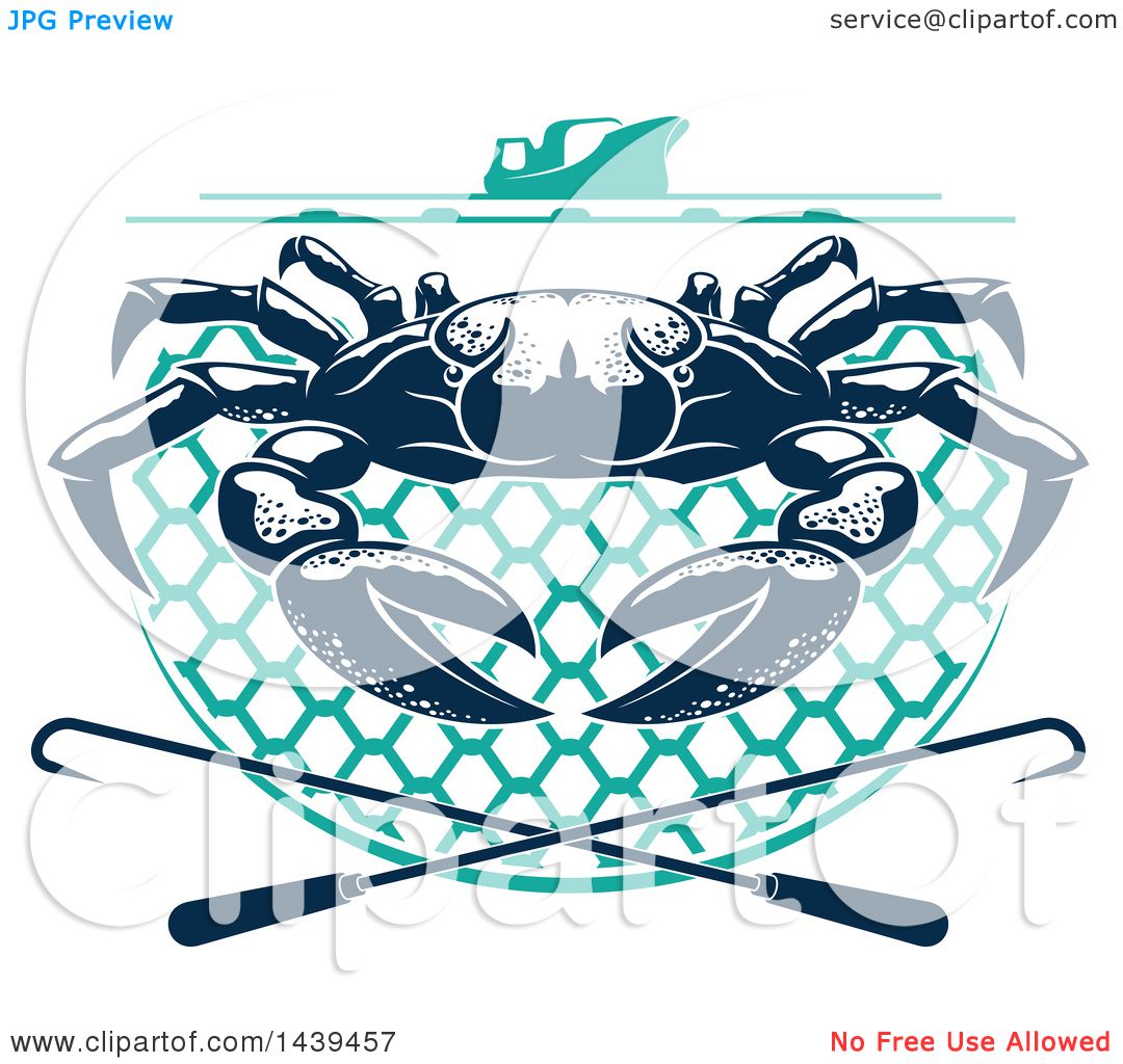 1080x1024 Clipart Of A Navy Blue Crab On A Net, Under A Boat With Hooks