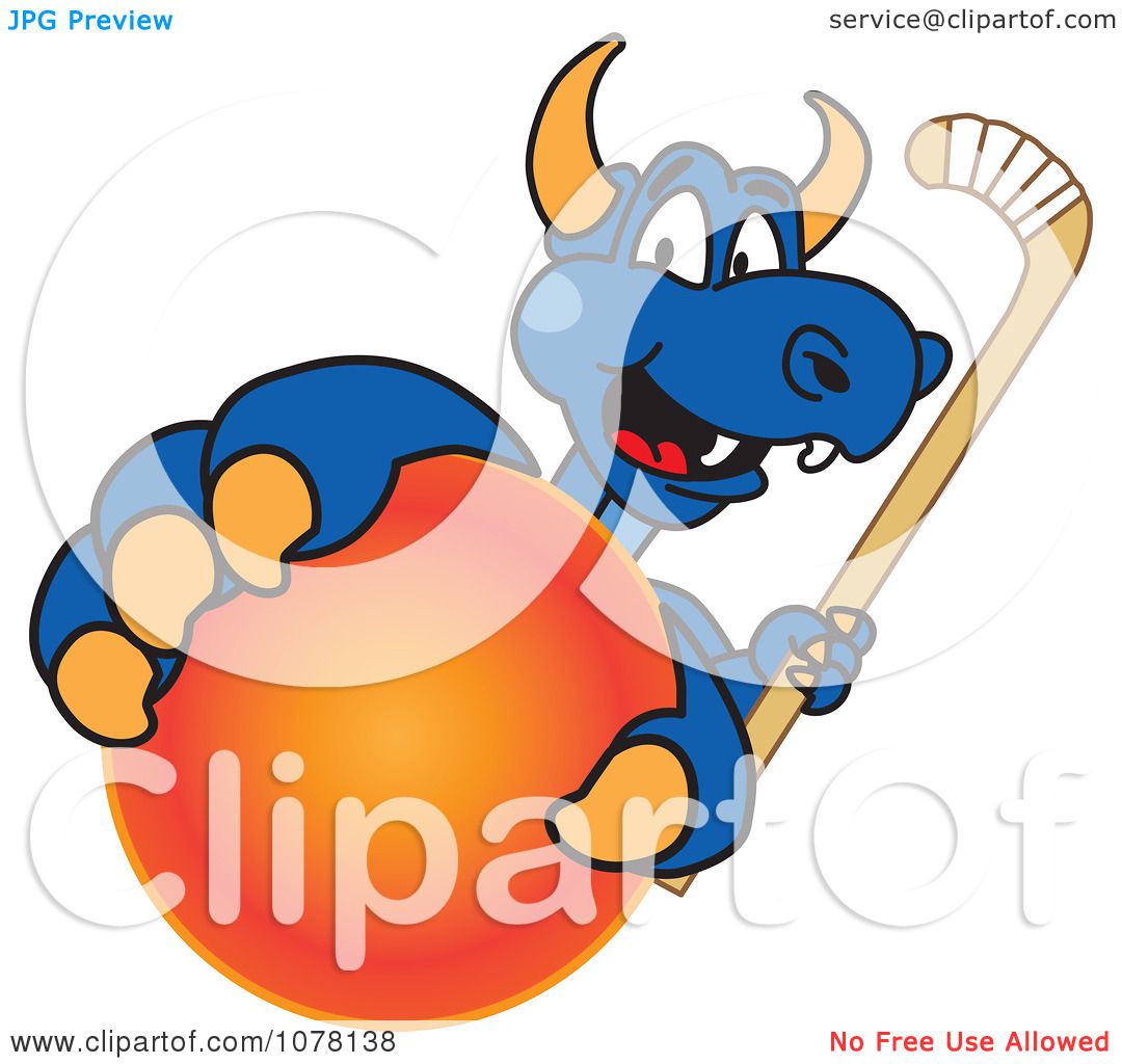 1080x1024 Clipart Blue Dragon School Mascot Grabbing A Field Hockey Ball