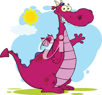 350x326 Clipart Illustration Of A Dragon