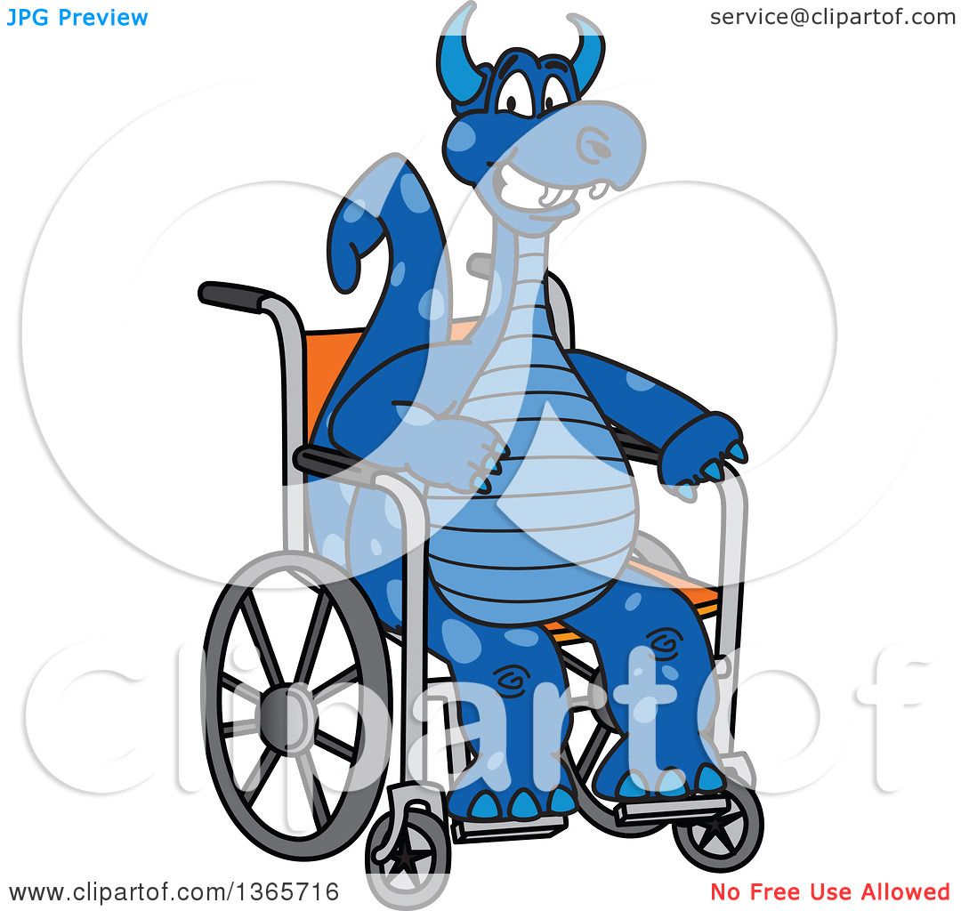 1080x1024 Clipart Of A Blue Dragon School Mascot In A Wheelchair