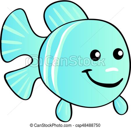 450x438 Happy Cartoon Light Blue Fish Clipart Vector