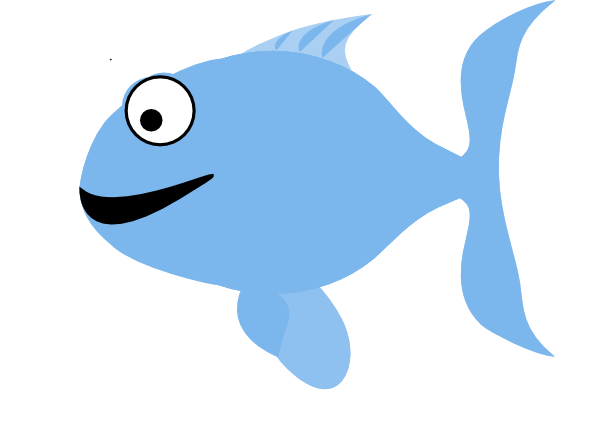 600x441 Light Blue Happy Fish Clip Art