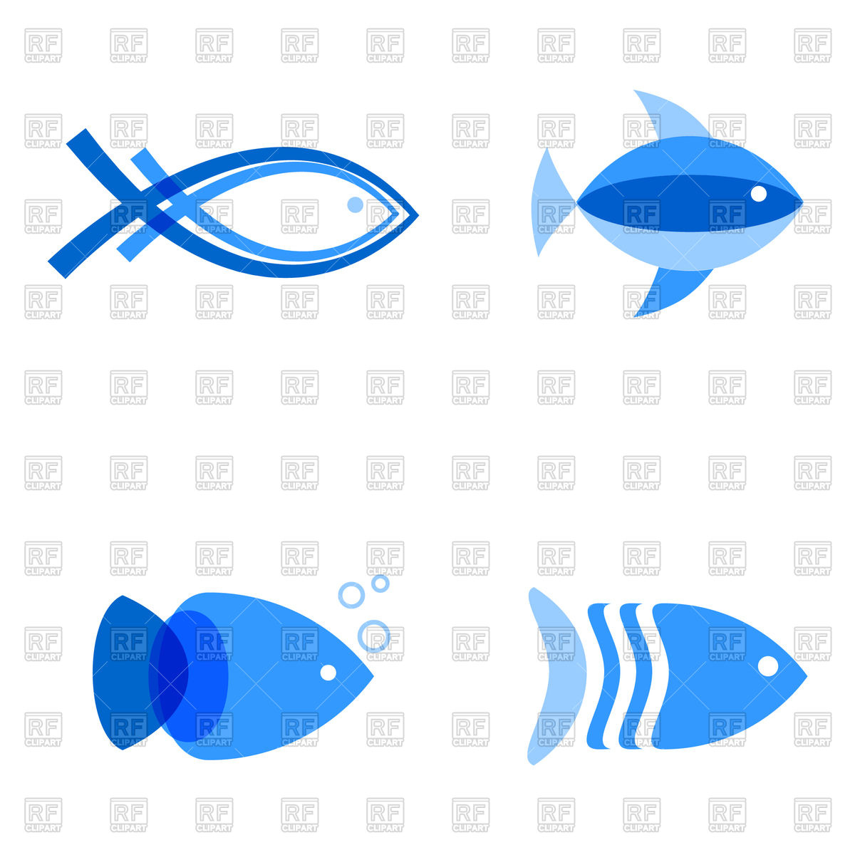 1200x1200 Set Of Blue Fish Icons Royalty Free Vector Clip Art Image