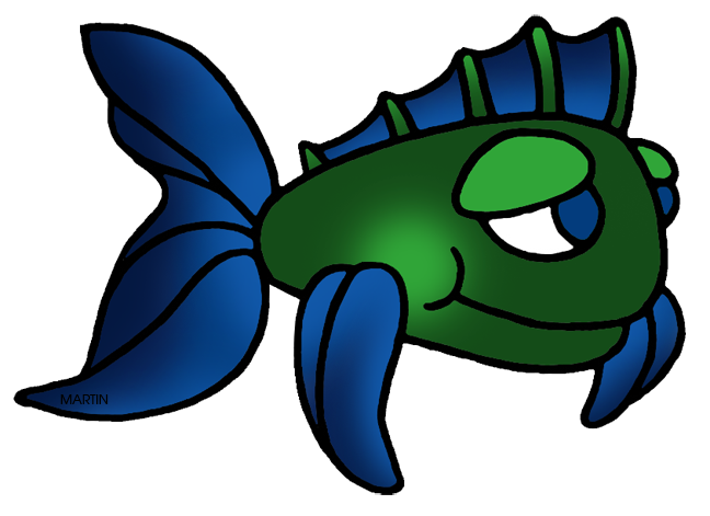 648x471 Animals Clip Art By Phillip Martin, Green And Blue Fish