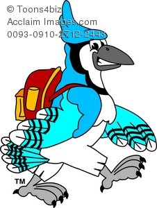 226x300 Clipart Cartoon Blue Jay Wearing A Backpack