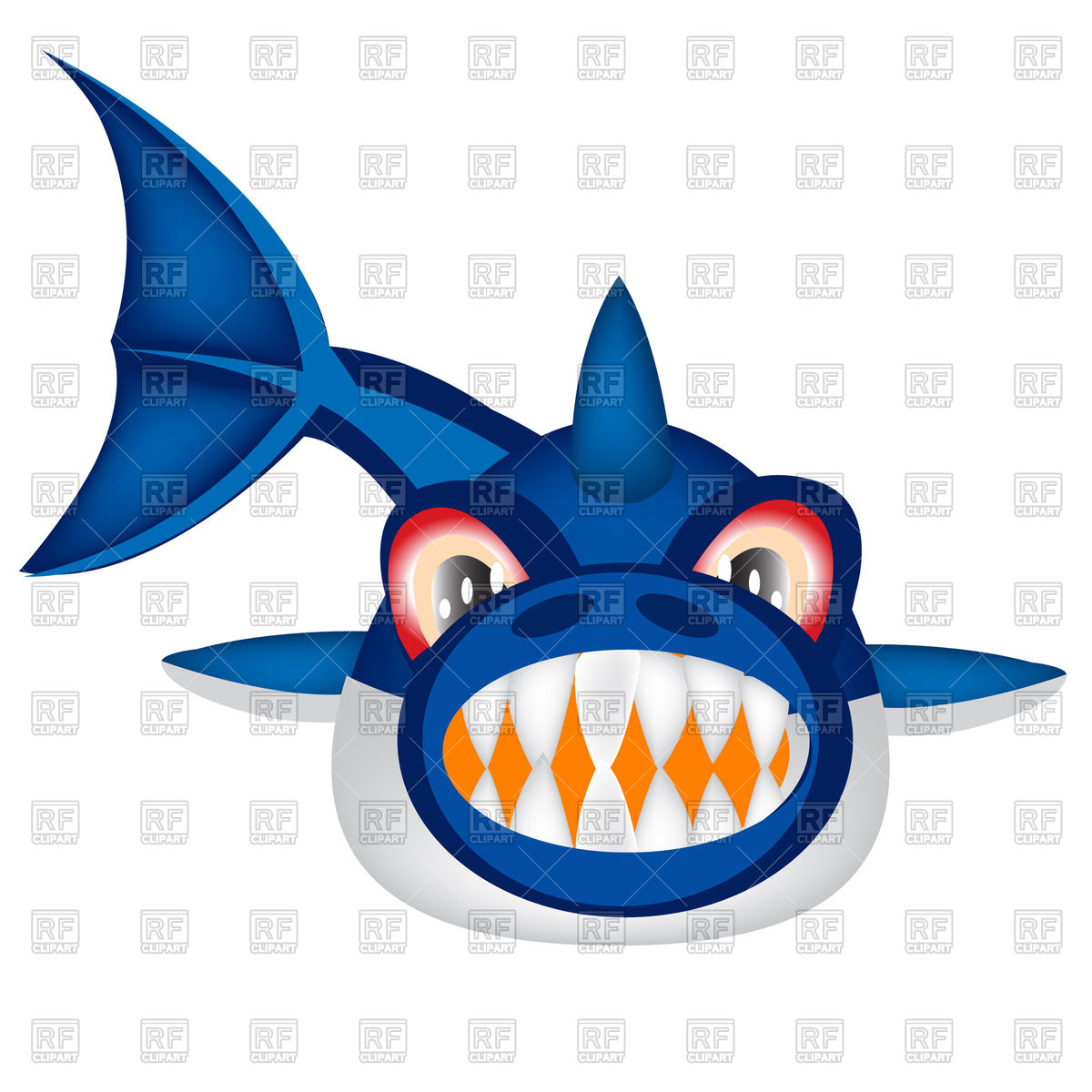 1200x1200 Cartoon Shark Front View Royalty Free Vector Clip Art Image