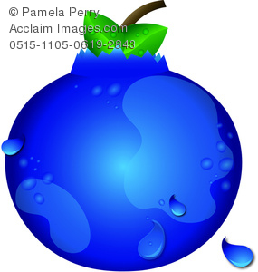 285x300 Clip Art Image Of A Fresh Blueberry With Waterdrops