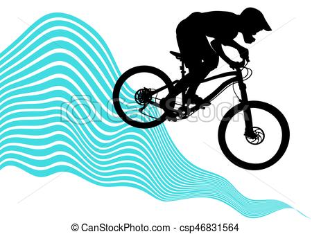 450x338 Silhouette Of A Biker Descending On A Mountain Bike On A Clip