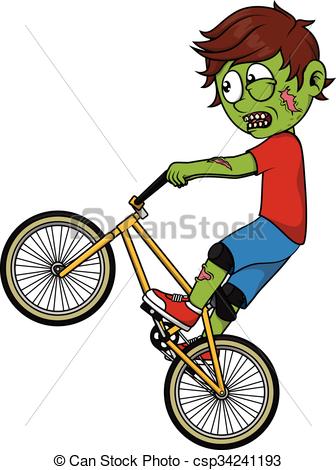 336x470 Zombie Boy Playing Bmx Eps Vectors