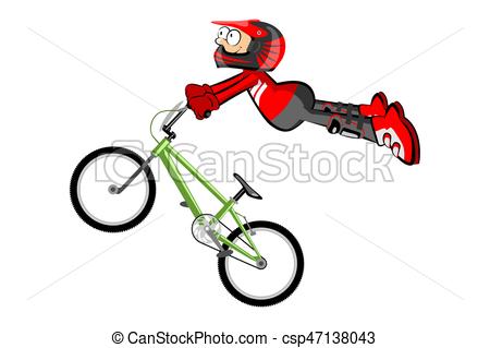 450x319 Bmx Rider Isolated Over White. Conceptual Extreme Vector Eps