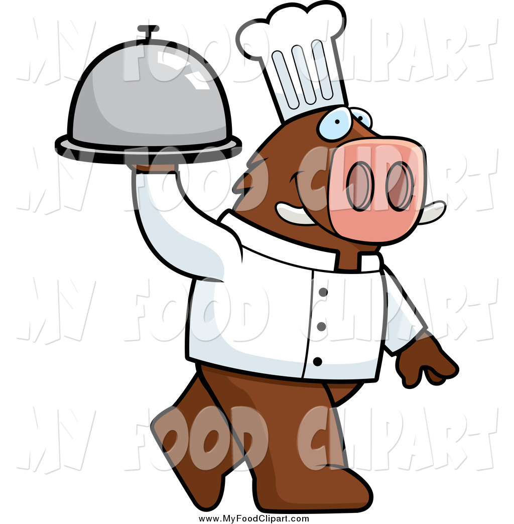 1024x1044 Food Clip Art Of A Chef Boar Carrying A Covered Platter Cloche By