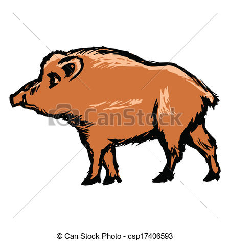 450x470 Hand Drawn, Cartoon, Sketch Illustration Of Wild Boar Eps Vectors