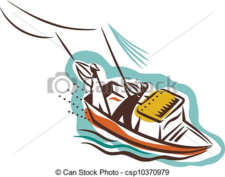 450x353 Two People On A Boat Catching Fish Stock Illustrations